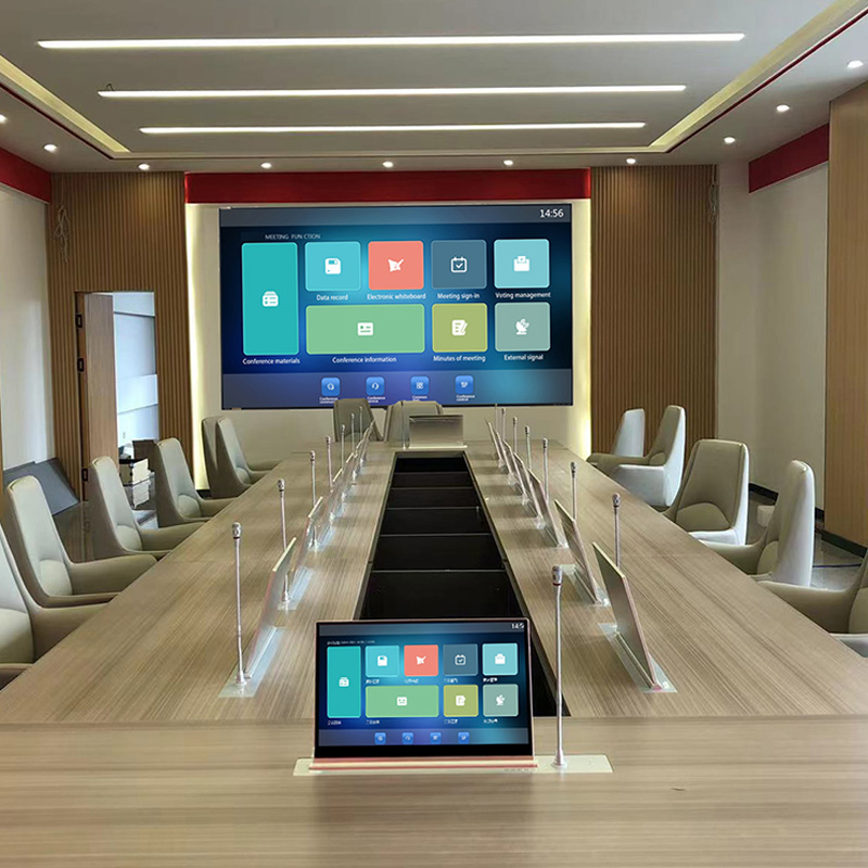 Paslėptas darbalaukis apverčiamas monitorius be popierinių konferencijų sistema